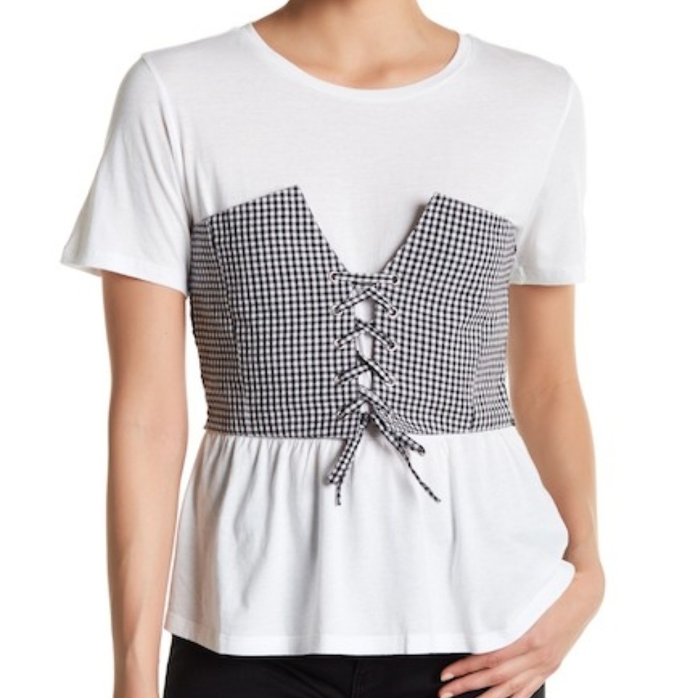 Abound women Gingham corset tee short‎ sleeve